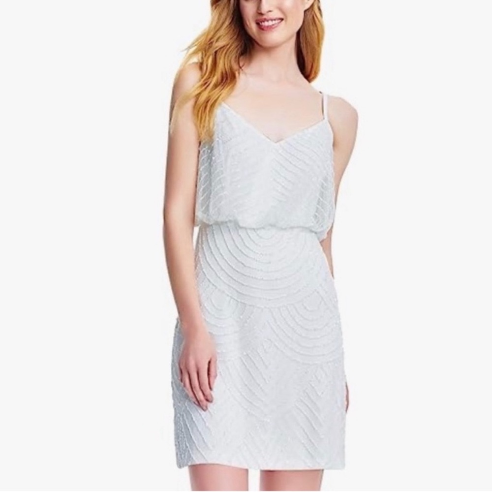 Adrienne Papell Elegant White Sleeveless Dress